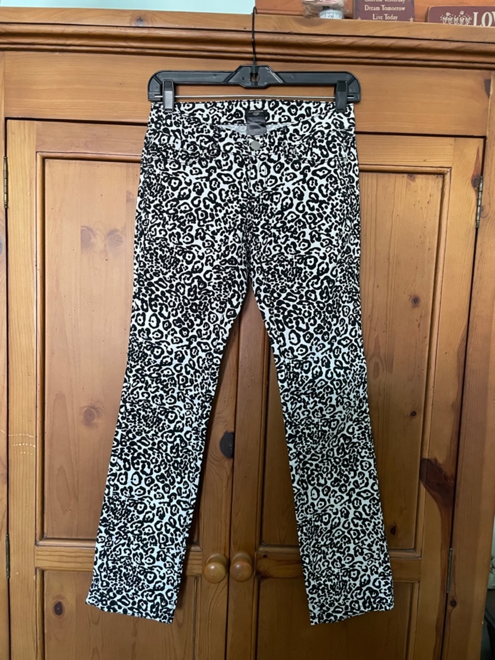 Ann Taylor Black & White Leopard Straight Leg Jeans